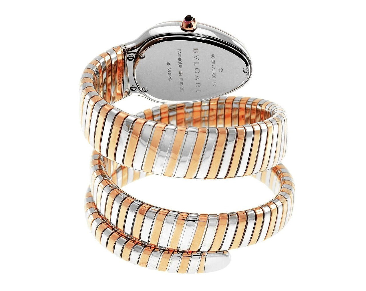 Serpenti Tubogas Analog Watch With Multicolor Color Stainless Steel Case & Strap Watch With White Opaline Dial Designer Bracelet Strap Double Spiral Watch BV-103149