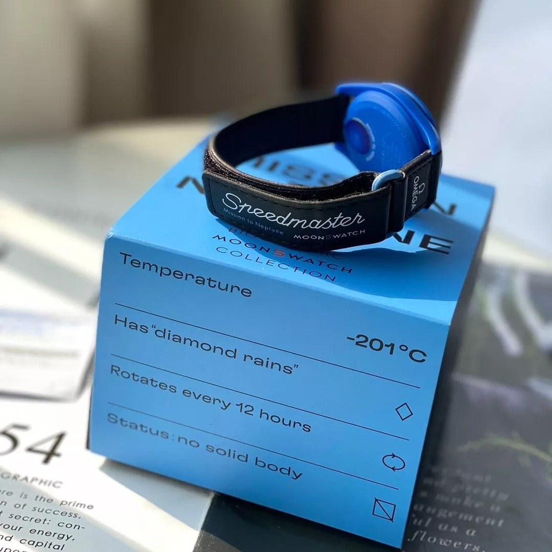 Swatch x Omega Blue Dial/Black Strap Bioceramic Moonswatch Mission to Mercury OG-1028