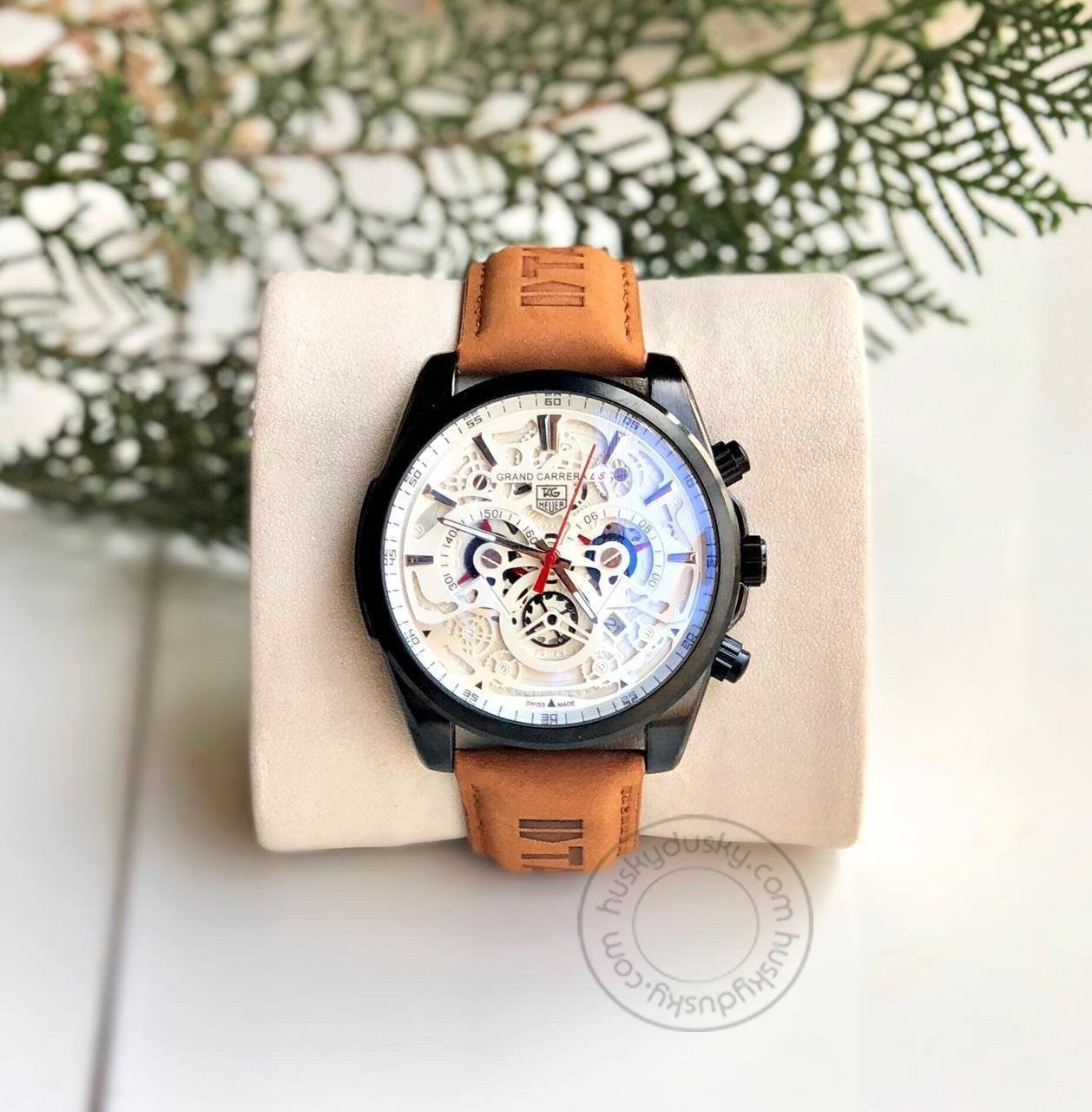 Tag Heuer CR7 Diagno Brown Tan Chronograph Multi Dial Leather Mens CAR2110-TAN Watch for Man - Gift