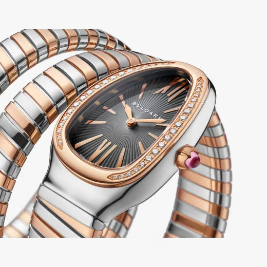 Serpenti Tubogas Analog Watch With Multicolor Color Metal Case & Strap Watch With Black Opaline Dial Designer Bracelet Strap Double Spiral Watch For Girl Or Woman-Best Gift Date Watch- BV-102680
