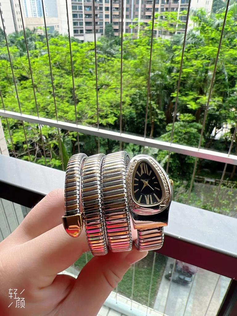 Serpenti Tubogas Analog Watch With Multicolor Color Metal Case & Strap Watch With Black Opaline Dial Designer Bracelet Strap Double Spiral Watch For Girl Or Woman-Best Gift Date Watch- BV-102680