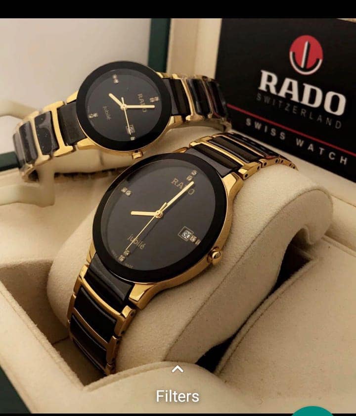 Rado Ceramic White Couples Dated Black Dial Color Black Ceremic Multicolor Strap RD-CPL-12 Luxury Watch For Couples Watch- Best For Couples