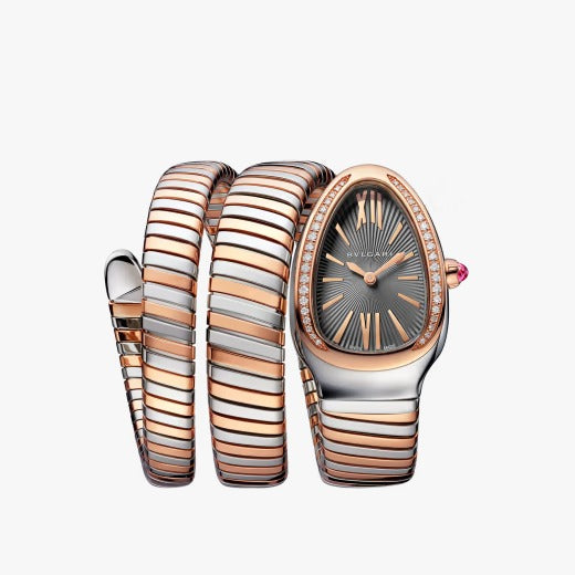 Serpenti Tubogas Analog Watch With Multicolor Color Metal Case & Strap Watch With Black Opaline Dial Designer Bracelet Strap Double Spiral Watch For Girl Or Woman-Best Gift Date Watch- BV-102680