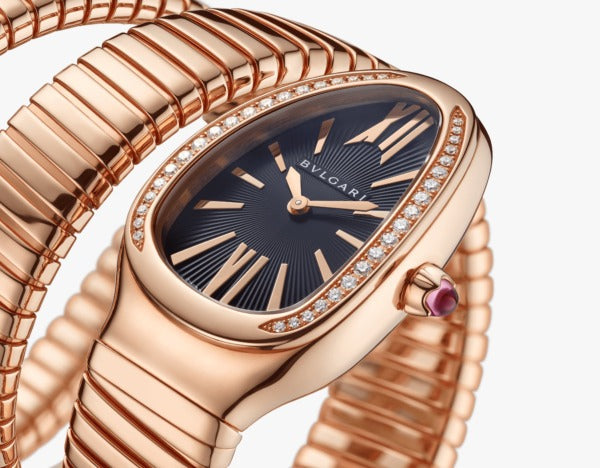 Analog Watch Rose Gold Color Stainless Steel Case & Strap Watch With Black Gilter Opaline Dial