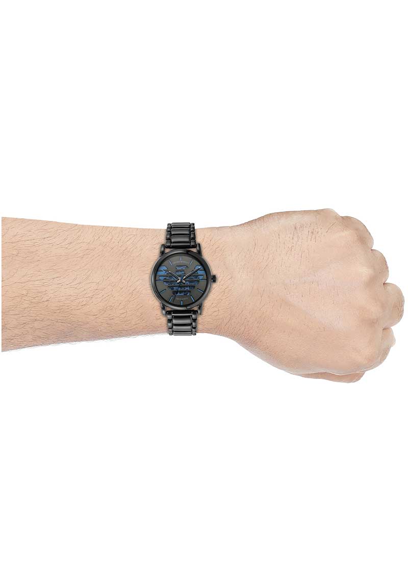 Emporio Armani Watches AR60029 Meccanico Luigi Black Stainless Steel Black Dial Mens Watch