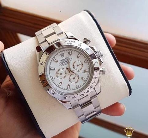 Chronograph Automatic Silver Strap Men's Watch RLX-SILV-003 White Dial