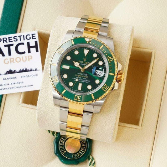 Submariner Quartz Green Color Dial Metal Men's Watch Dual Tone 116613LV
