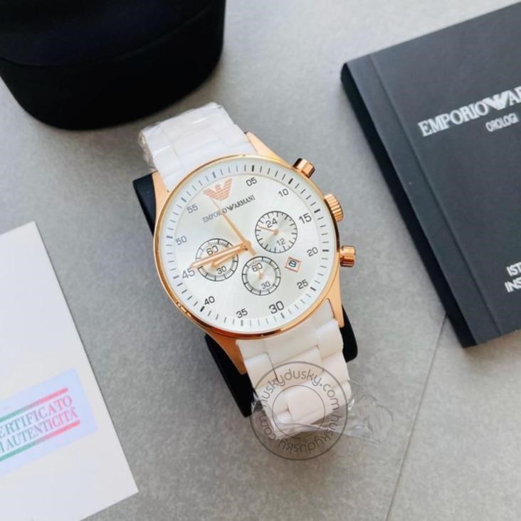White Chronograph Analog White Dial Men's Watch AR-5919