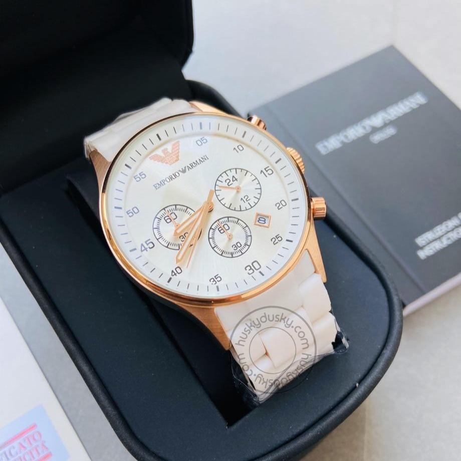 White Chronograph Analog White Dial Men's Watch AR-5919