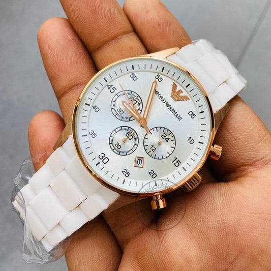 White Chronograph Analog White Dial Men's Watch AR-5919