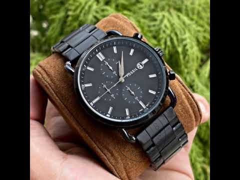 Fossil FS555 Black Dial with Chronograph Date Stainless Steel Straps Men's Watch for Man