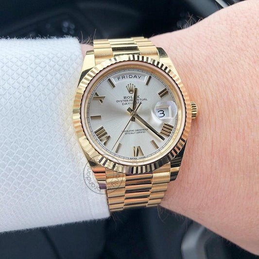 Oyster Perpetual Day-Date White Dial Men's Watch RLX-OYSTR-WG