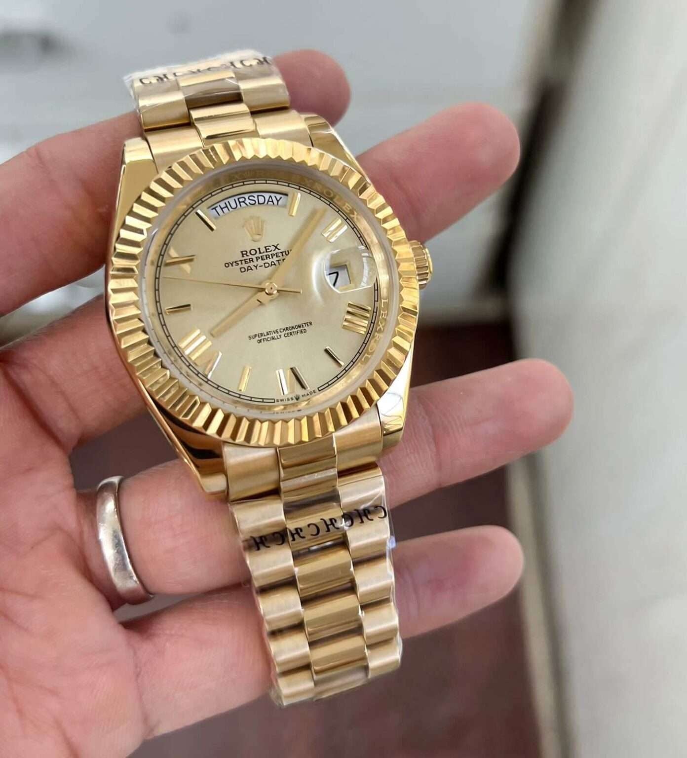 RLX Oyster Perpetual Day-Date Golden Dial Men's Watch RLX-OYST-GOLD