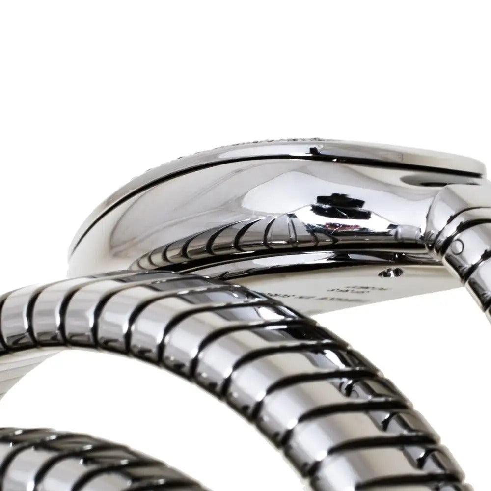 Serpenti Tubogas Analog Watch With Silver Color Stainless Steel Case & Strap Watch With White Opaline Dial Designer Bracelet Strap Double Spiral Watch For Girl Or Woman-Best Gift Date Watch- BV-101910