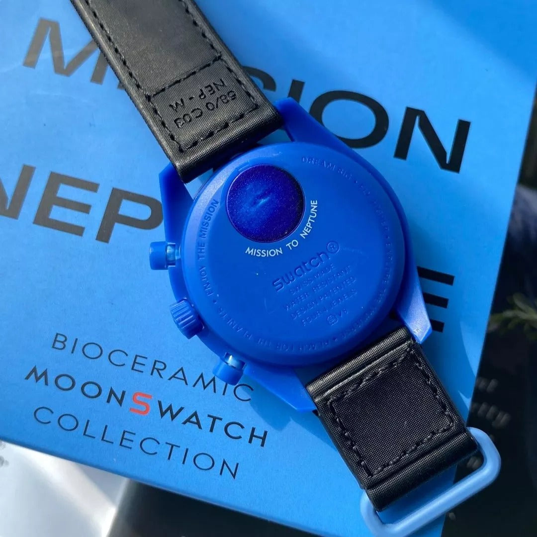 Swatch x Omega Blue Dial/Black Strap Bioceramic Moonswatch Mission to Mercury OG-1028