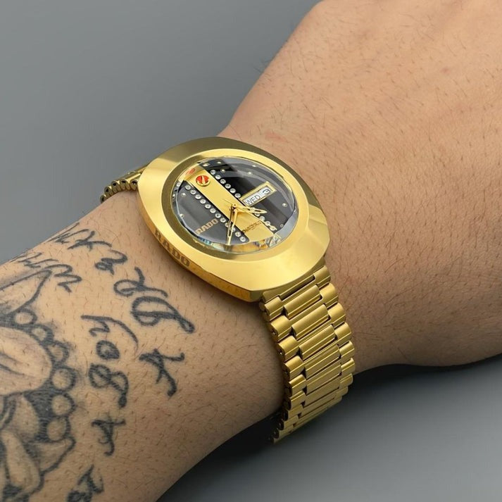 Rado Round Diastar R984531 Automatic Analog Gold Date Men's Watch Classic Formal Party Wear for Men's