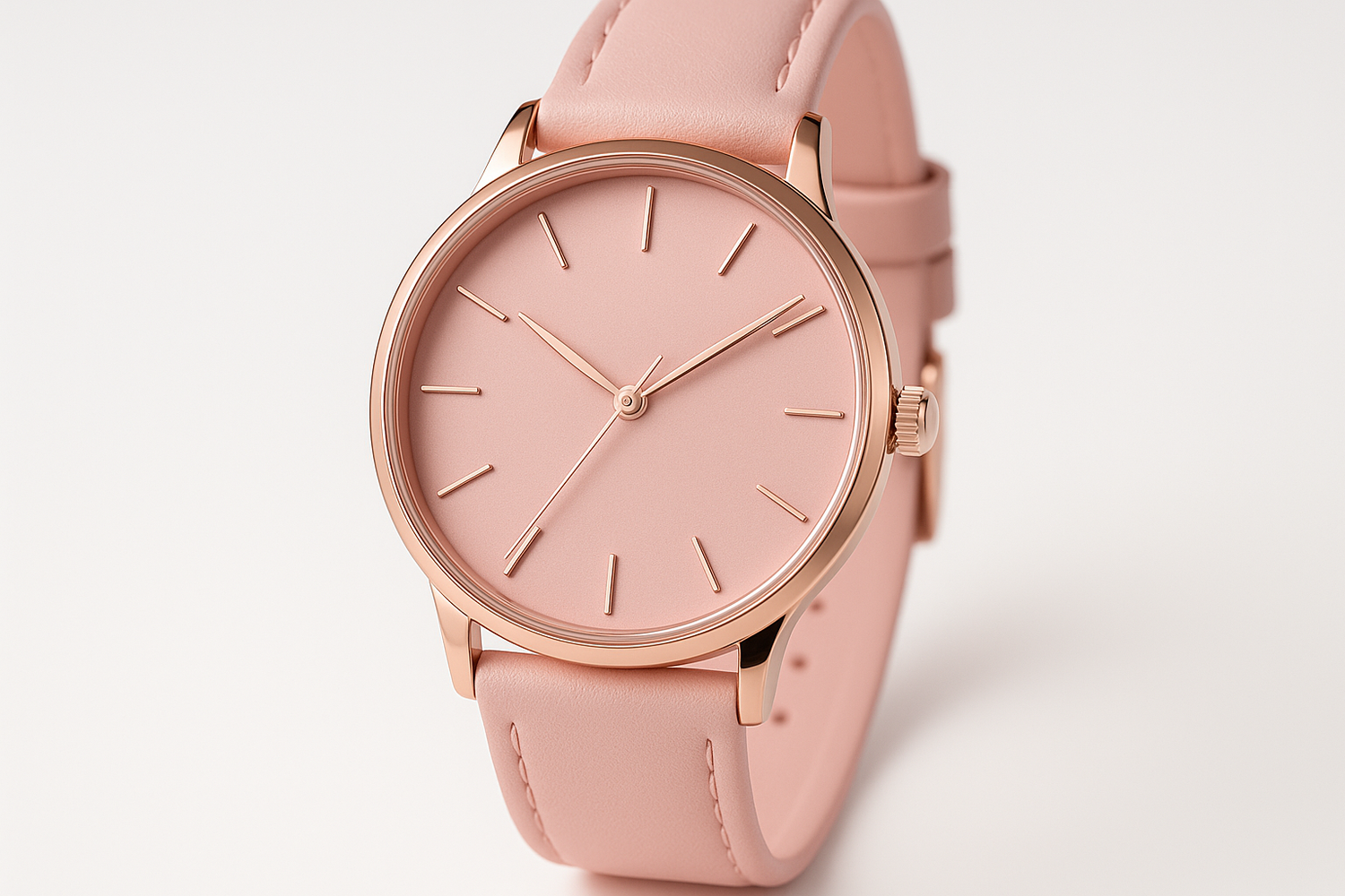 Create women watch pink colour. No band logo