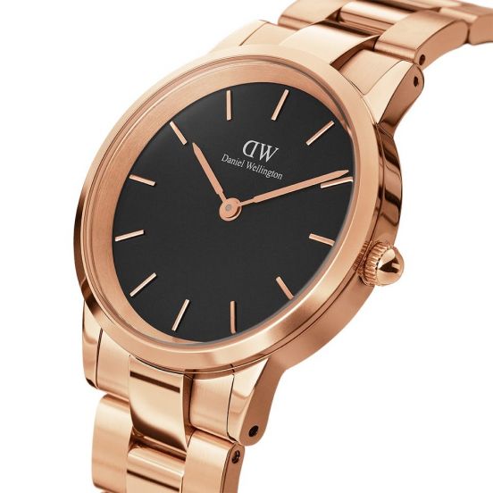 Daniel Wellington Analog Stainless Steel Strap Black Color Dial Watch With Rose Gold Case And Strap For Women's Watch DW-1202 Dial - Best Watch for Casual Use