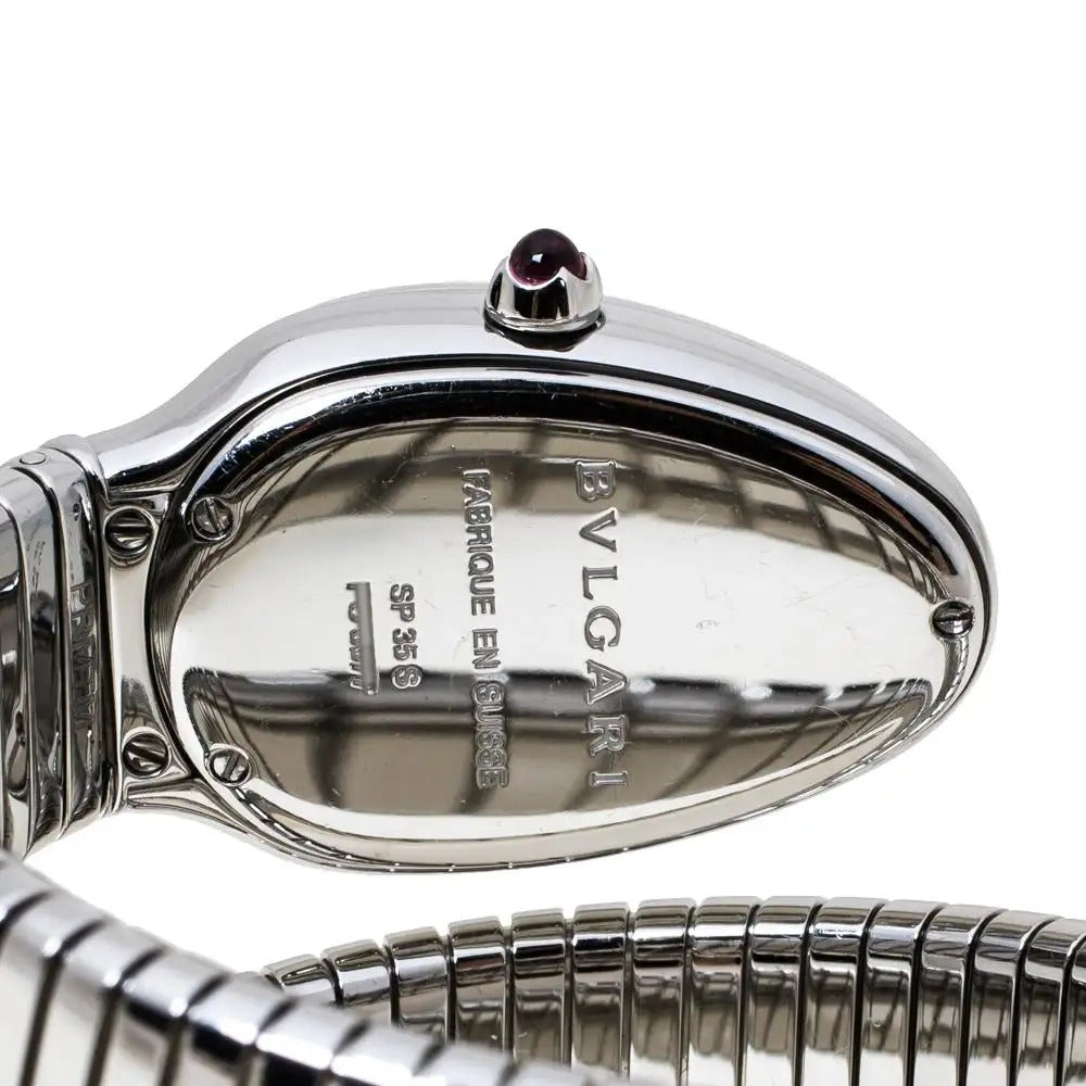 Serpenti Tubogas Analog Watch With Silver Color Stainless Steel Case & Strap Watch With White Opaline Dial Designer Bracelet Strap Double Spiral Watch For Girl Or Woman-Best Gift Date Watch- BV-101910