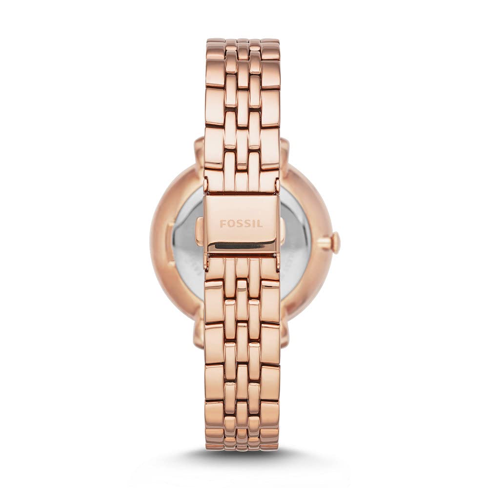 Fossil Rose Gold Metal Diamond Strap Watch For Women's ES-1567 Design White Dial For Girl or Woman Best Gift Date Watch