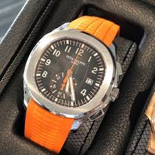 Patek Philippe Orange Strap Aquanaut 5968A Black-grey Gradient Dial Best Gift for Gentlemen's