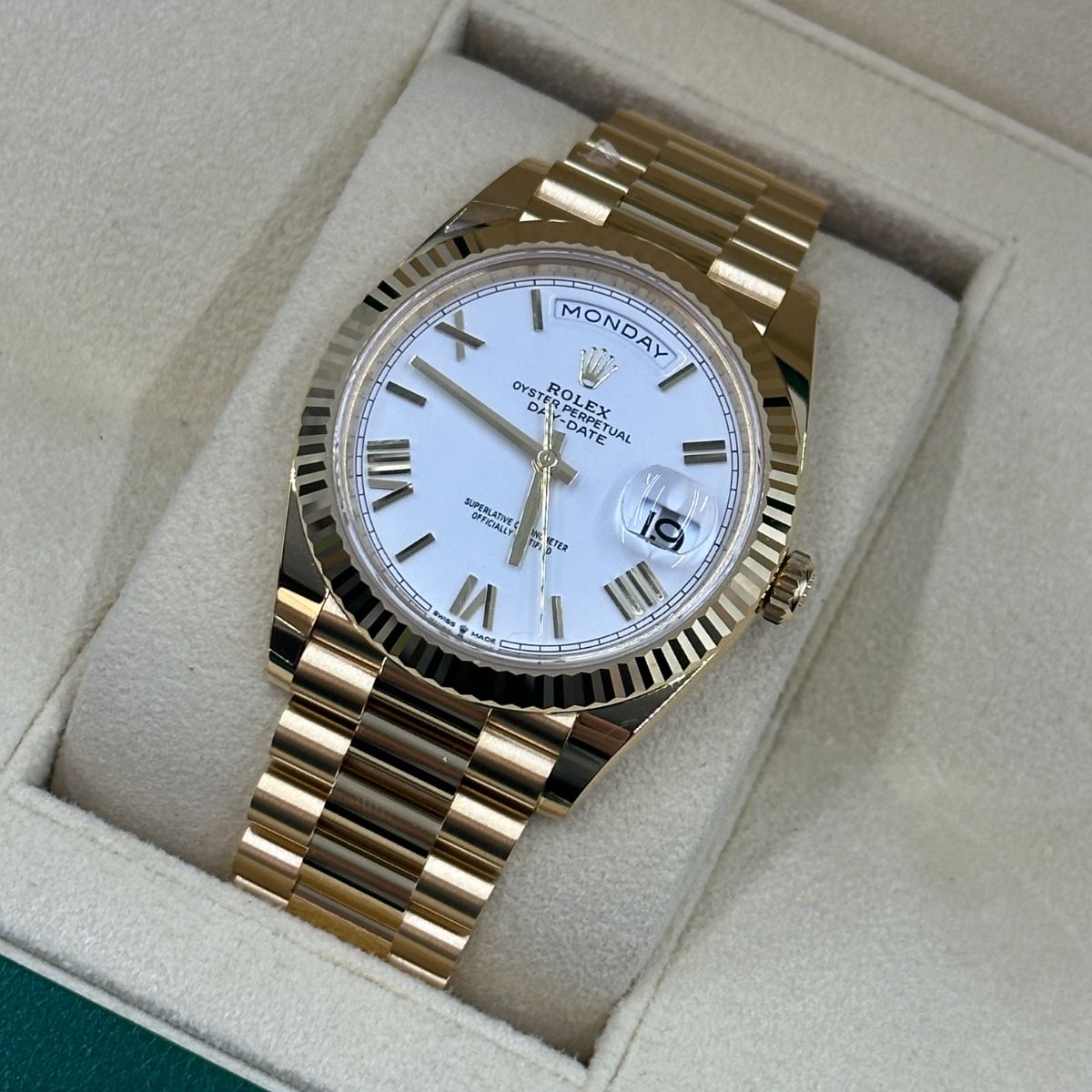 Oyster Perpetual Day-Date White Dial Men's Watch RLX-OYSTR-WG
