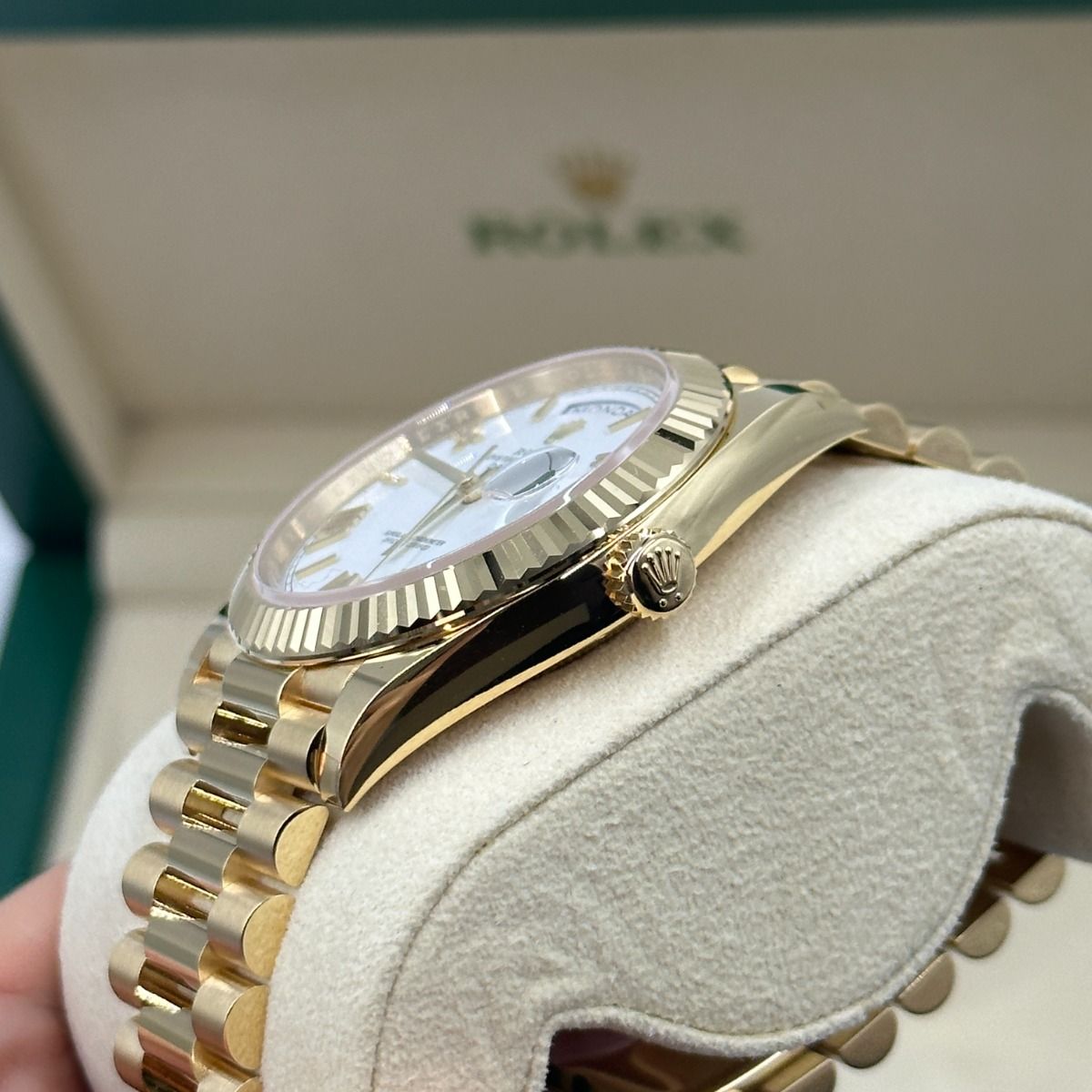 Oyster Perpetual Day-Date White Dial Men's Watch RLX-OYSTR-WG
