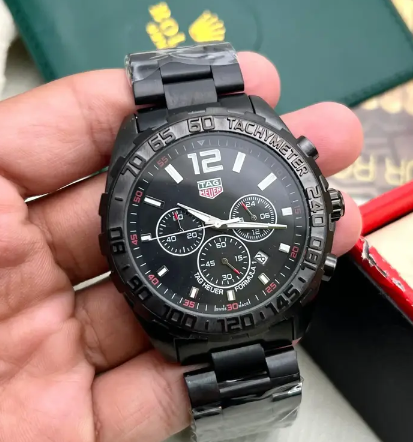 Tag Heuer Formula 1 Black Dial Black Steel Strap Watch for Men TAG-9844