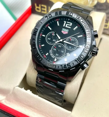 Tag Heuer Formula 1 Black Dial Black Steel Strap Watch for Men TAG-9844