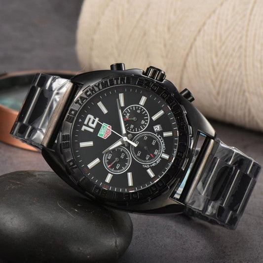 Tag Heuer Formula 1 Black Dial Black Steel Strap Watch for Men TAG-9844