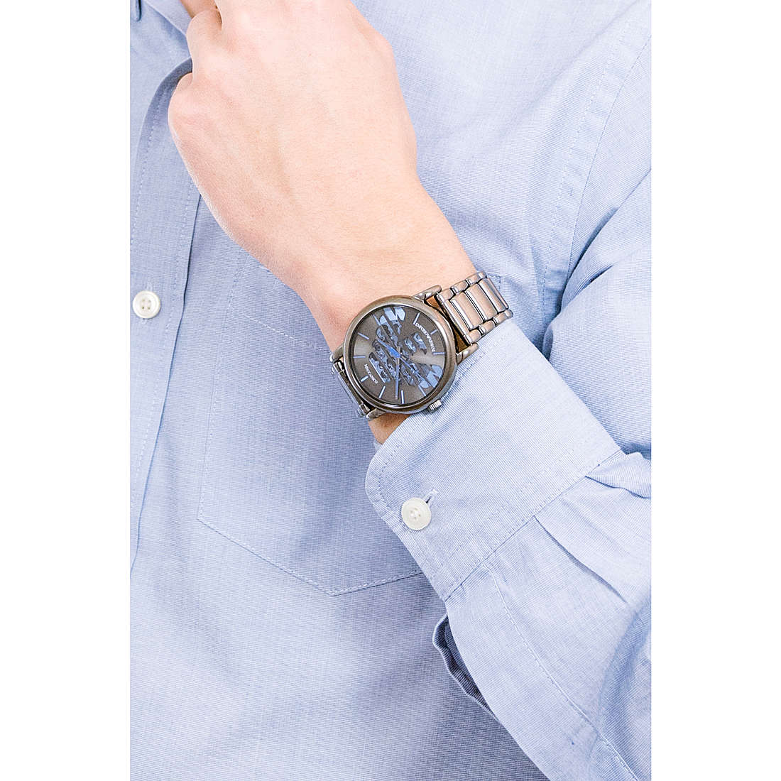 Emporio Armani Watches AR60029 Meccanico Luigi Black Stainless Steel Black Dial Mens Watch