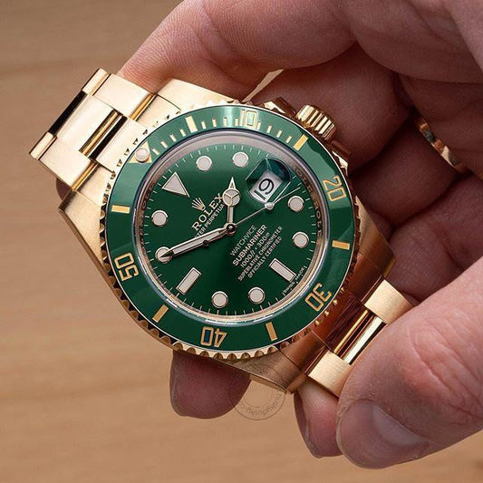 RLX Submariner Automatic Gold Green Dial Metal Men's Watch For Man Rlx-Gg-Sub
