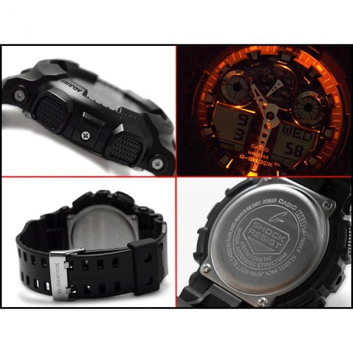 Casio G-Shock Analog Digital Black Belt Men's Watch For Man GA-100CF-1A9DR Multi Color Dial Day And Date Gift Watch