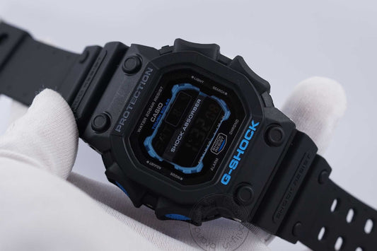 Casio G-Shock Analog Digital Black Belt Men's Watch For Man G-Shock: Gravity-Extra GXW-56E Black & Blue Color Dial Day And Date Gift Watch Shock