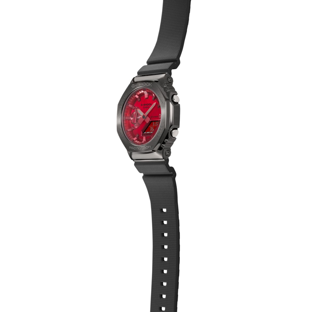 G-shock Metal Covered Red/Black Round Analog+Digital World Time Multi-Function Resin Band Sports Watch GS-2102