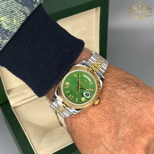 Oyster Perpetual Day-Date Olive Green Dial Dual-tone Men's Watch RLX-OYST-655