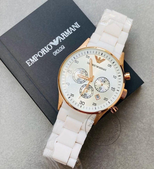 White Chronograph Analog White Dial Men's Watch AR-5919
