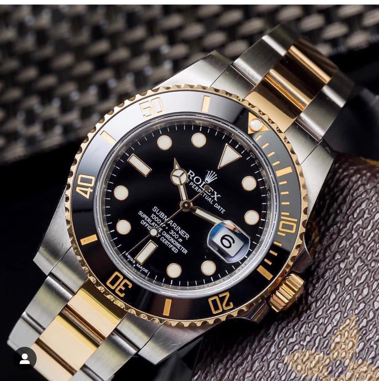 Submariner Dual Tone Quartz Watch With Silver Gold Dial & Stainless Steel Strap For Men