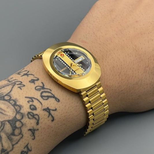 Rado Round Diastar R984531 Automatic Analog Gold Date Men's Watch Classic Formal Party Wear for Men's