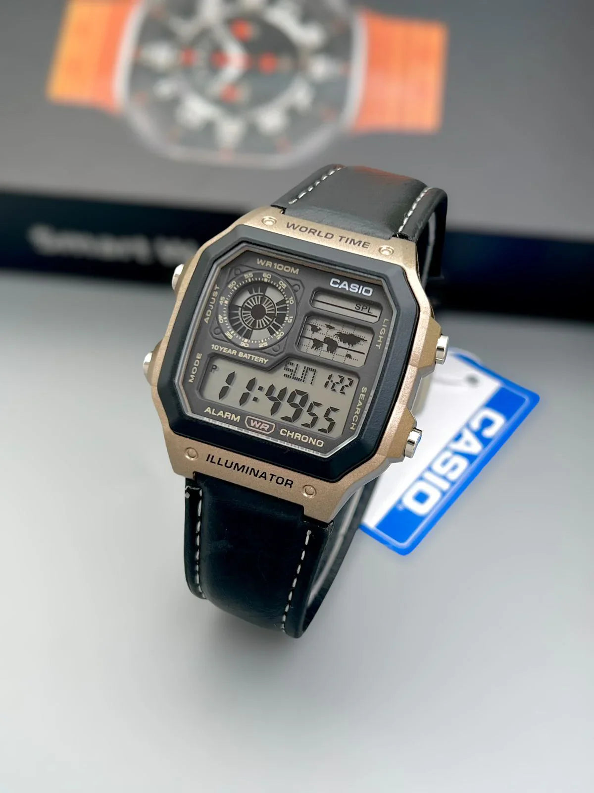 Casio AE 1200 Leather Watch 10years Battery Life