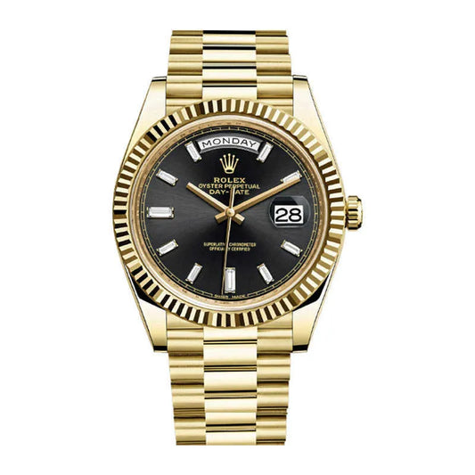 RLX Oyster Perpetual Day-Date Black Dial Men's Watch RLX-OYST-BG