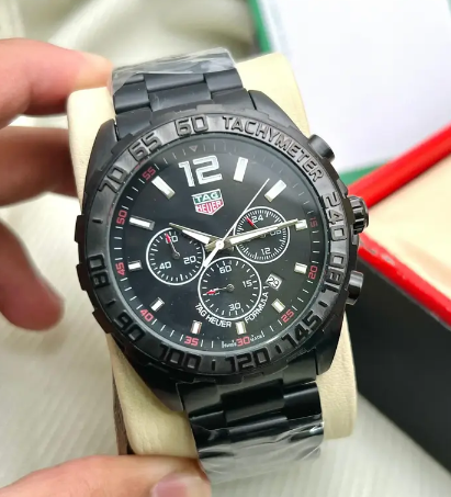 Tag Heuer Formula 1 Black Dial Black Steel Strap Watch for Men TAG-9844